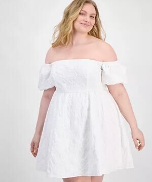 Seni & Cade Plus Size Off-The-Shoulder Jacquard Fit & Flare Dress 1X NWT